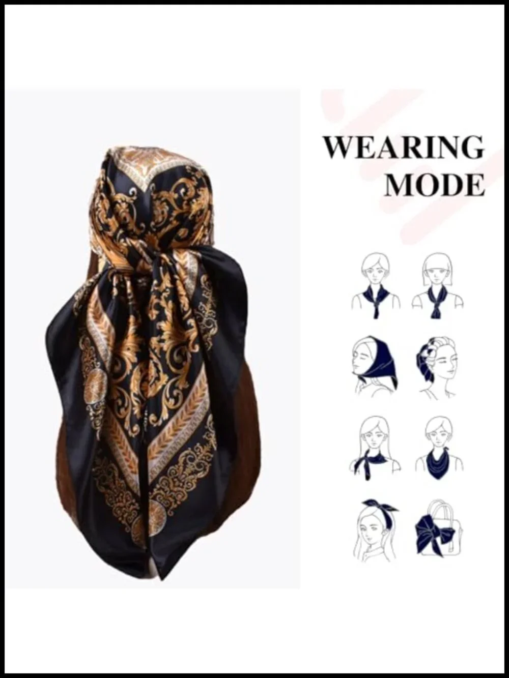 35x35 Square Scarf - Multipurpose Neck Wrap, Headband, Shawl, Belt, Bag